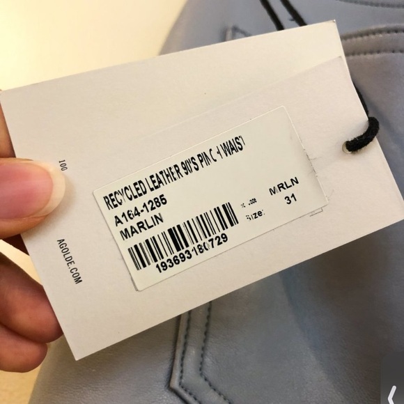 AGOLDE 90's Pinch Marlin Blue Classic Recycled Leather Straight Leg Pants 31 NWT - Picture 3 of 11